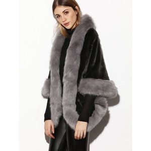 Faux fur cape coat